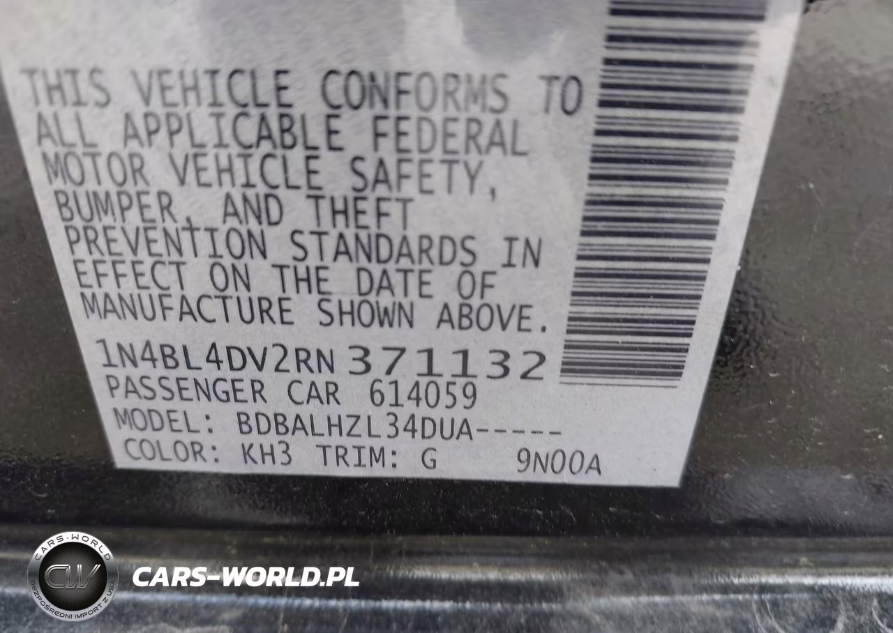 2024 Nissan Altima Sv Fwd VIN:1N4BL4DV2RN371132 - 9