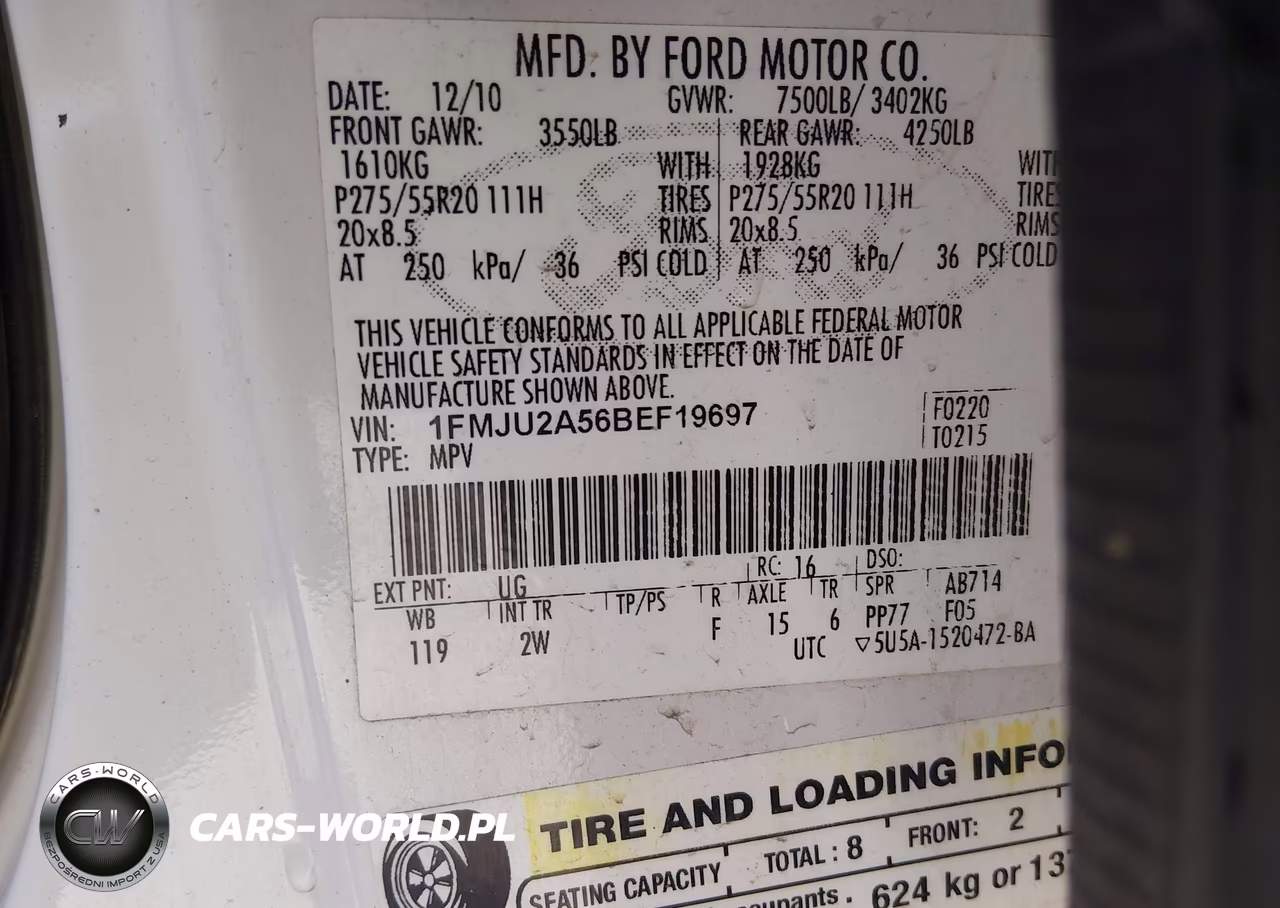 2011 Ford Expedition Limited VIN:1FMJU2A56BEF19697 - 9
