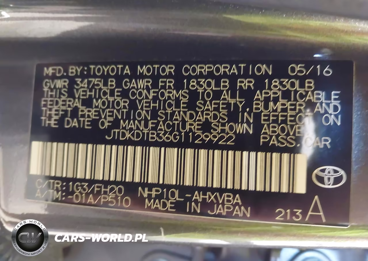 2016 Toyota Prius C One VIN:JTDKDTB36G1129922 - 9