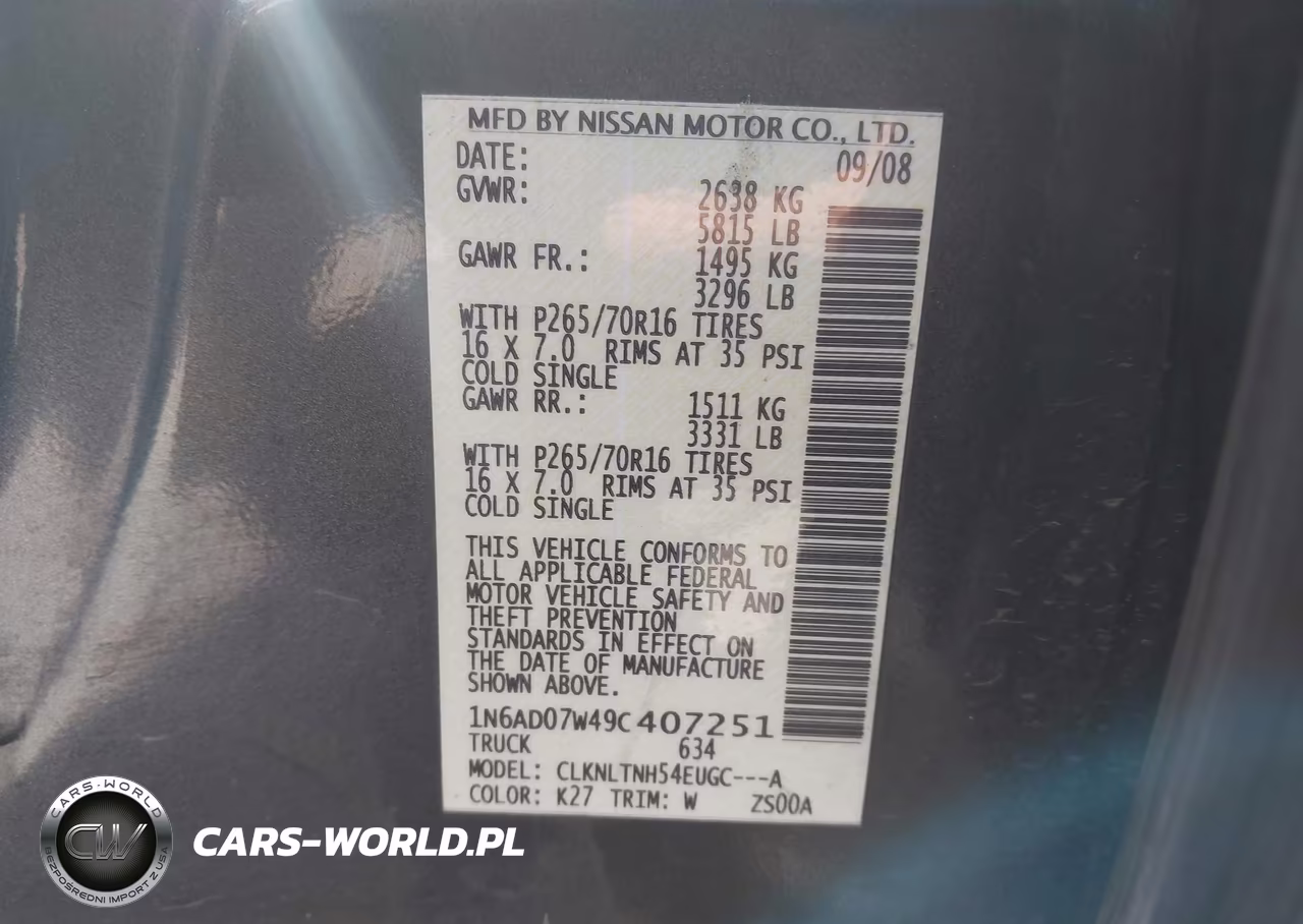 2009 Nissan Frontier Se VIN:1N6AD07W49C407251 - 9