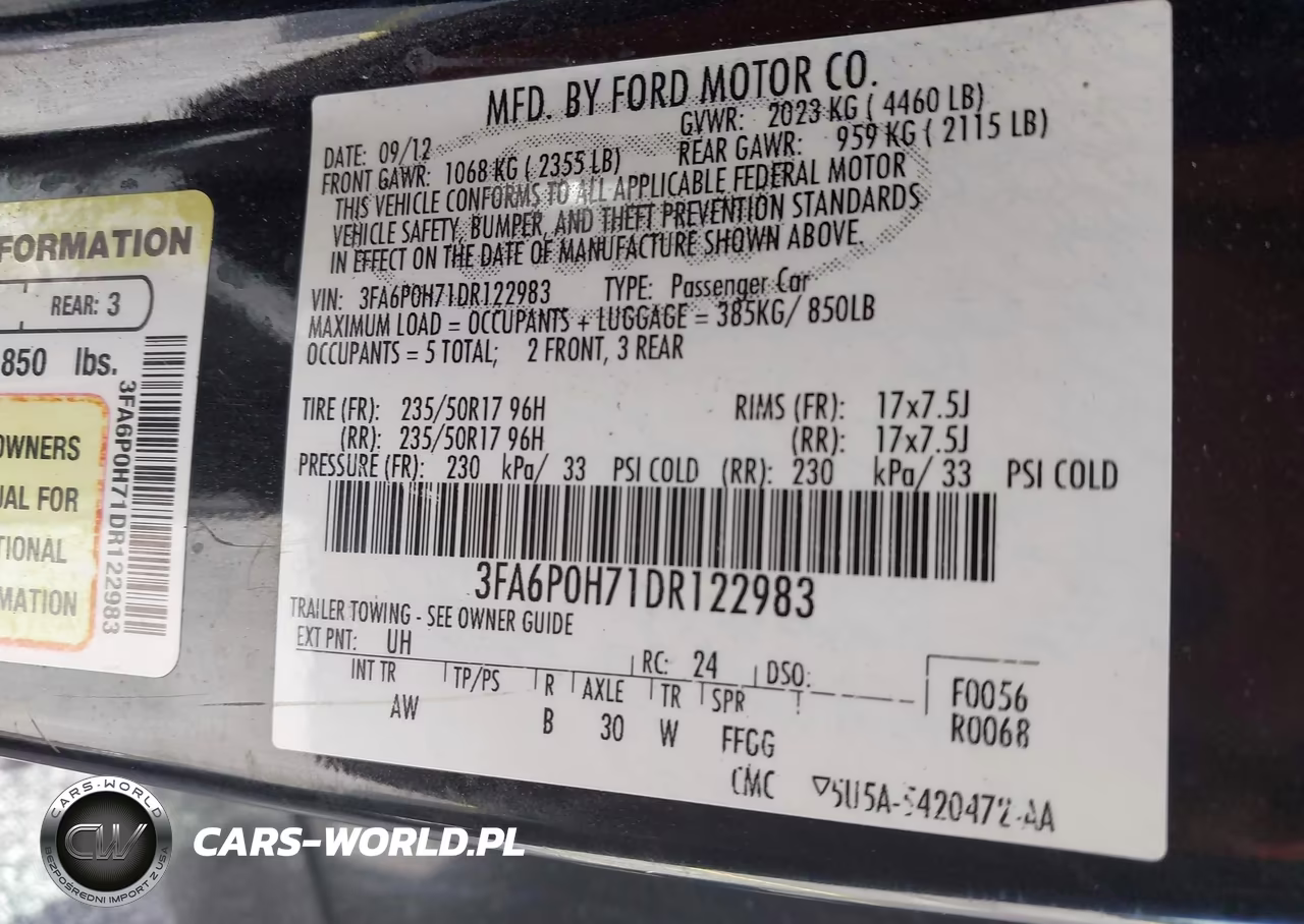 2013 Ford Fusion Se VIN:3FA6P0H71DR122983 - 9