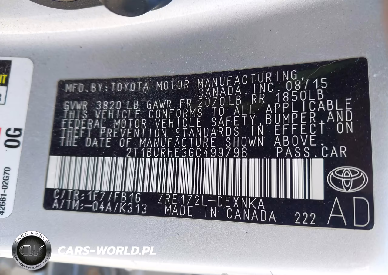 2016 Toyota Corolla Le VIN:2T1BURHE3GC499796 - 9