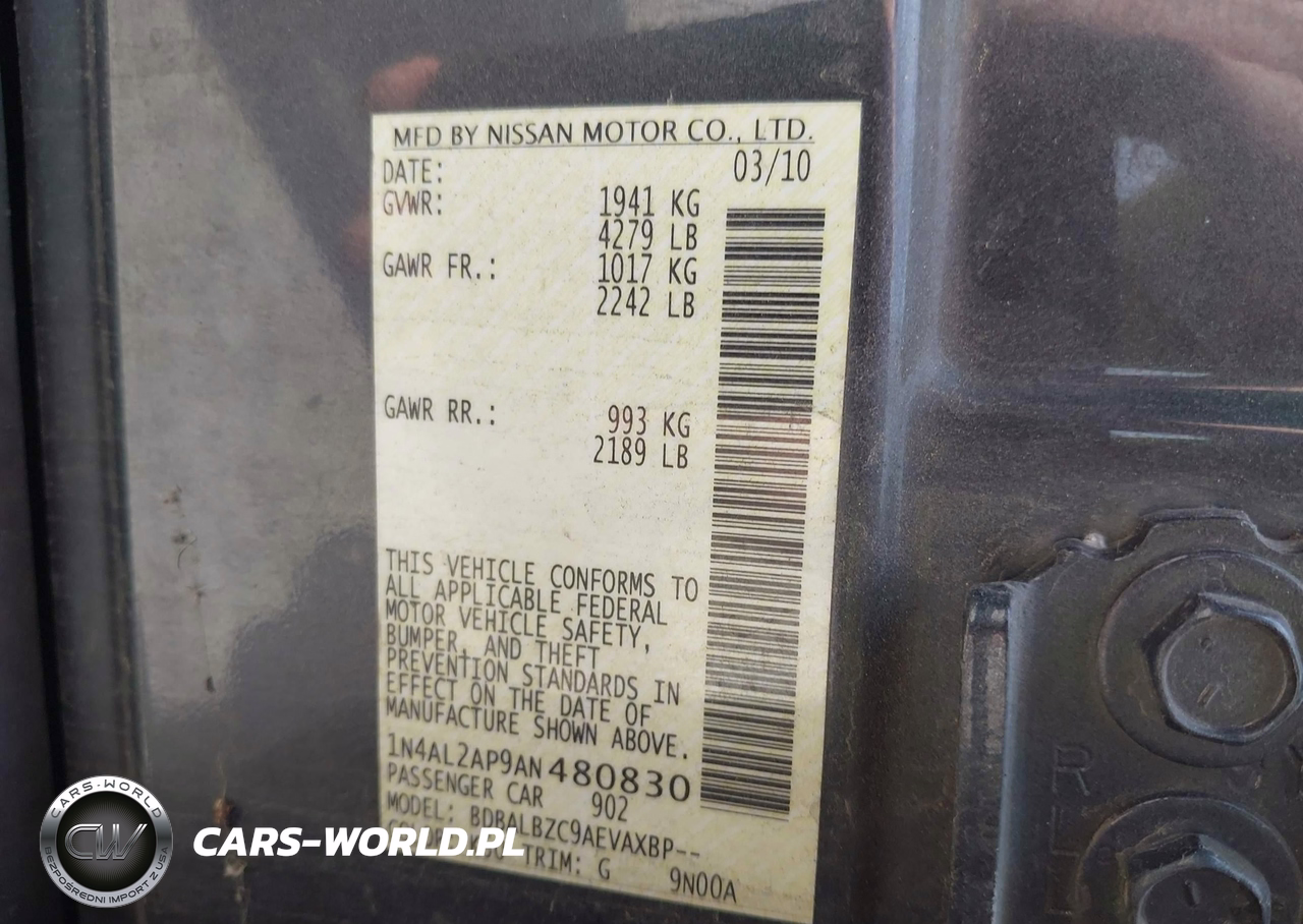 2010 Nissan Altima 2.5 S VIN:1N4AL2AP9AN480830 - 9