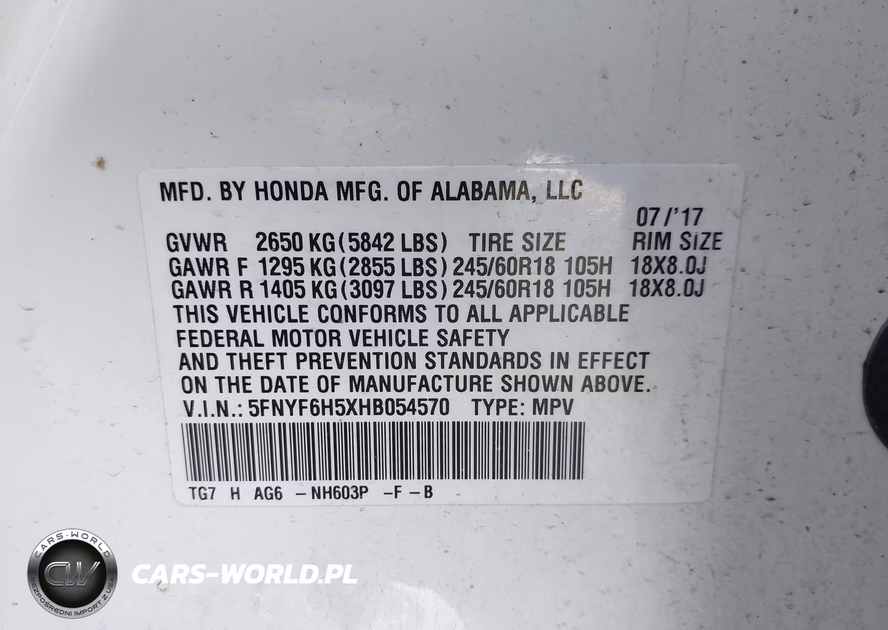 2017 Honda Pilot Ex-L VIN:5FNYF6H5XHB054570 - 9