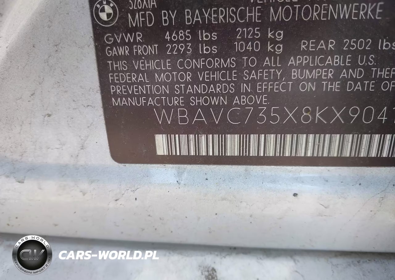 2008 BMW 328Xi VIN:WBAVC735X8KX90417 - 9