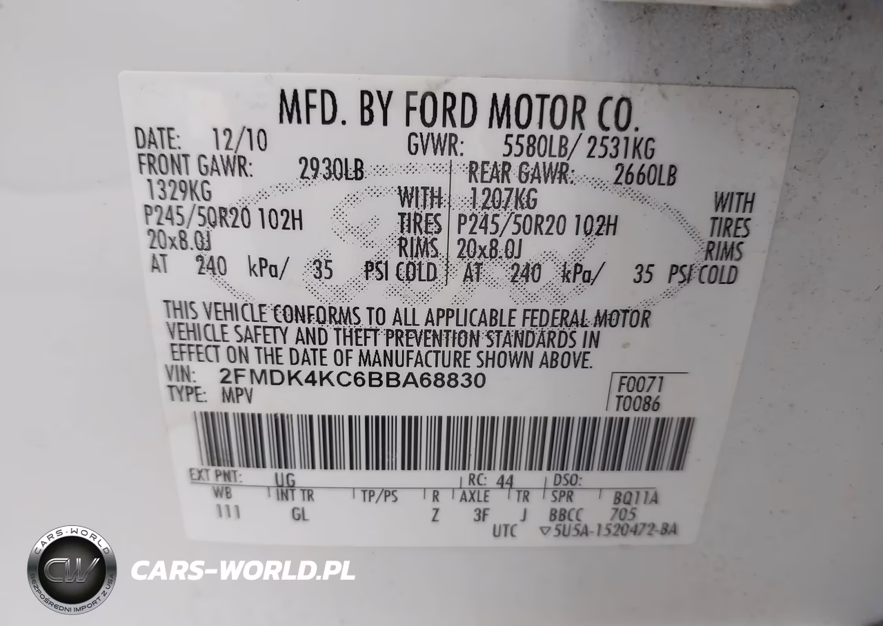 2011 Ford Edge Limited VIN:2FMDK4KC6BBA68830 - 9