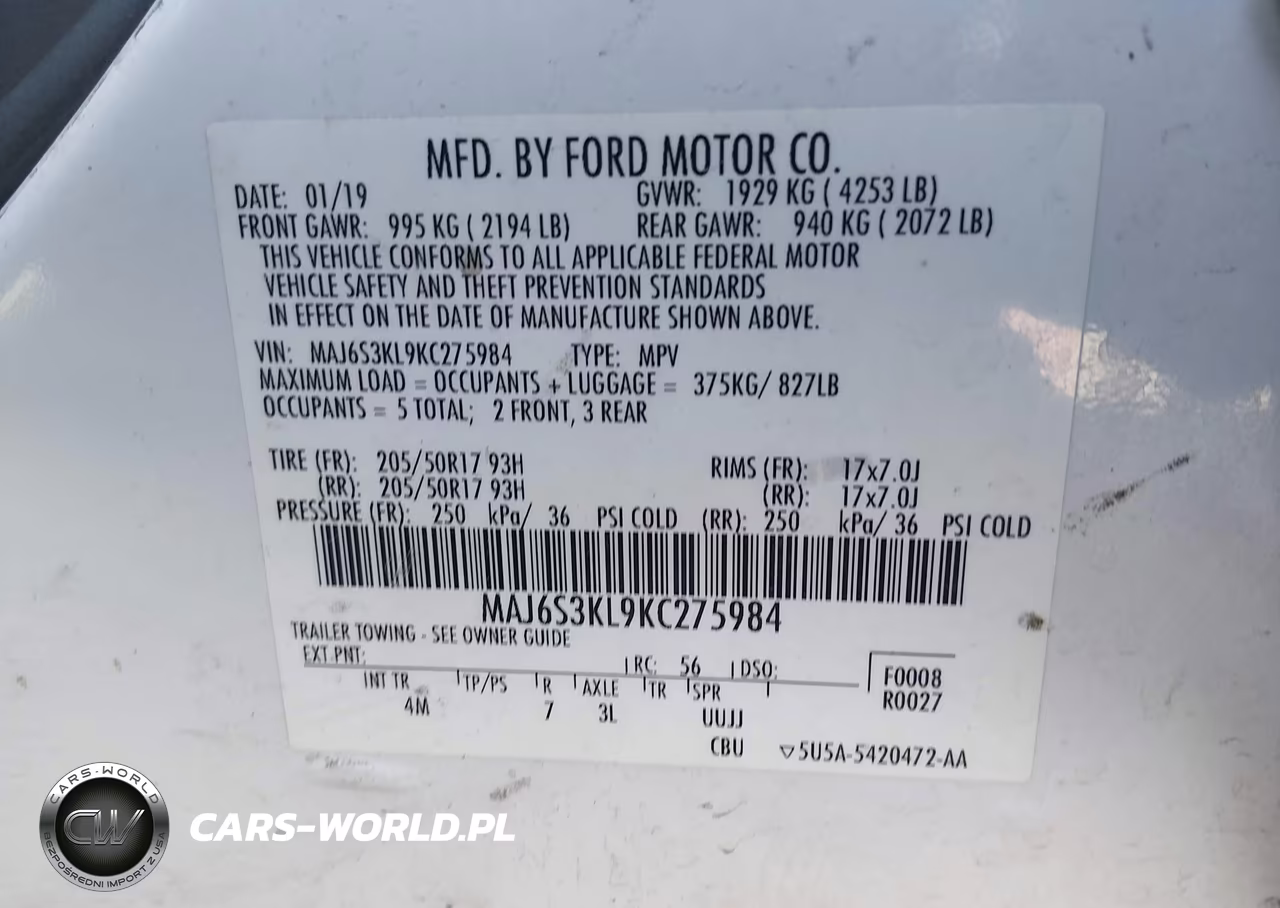2019 Ford Ecosport Titanium VIN:MAJ6S3KL9KC275984 - 9