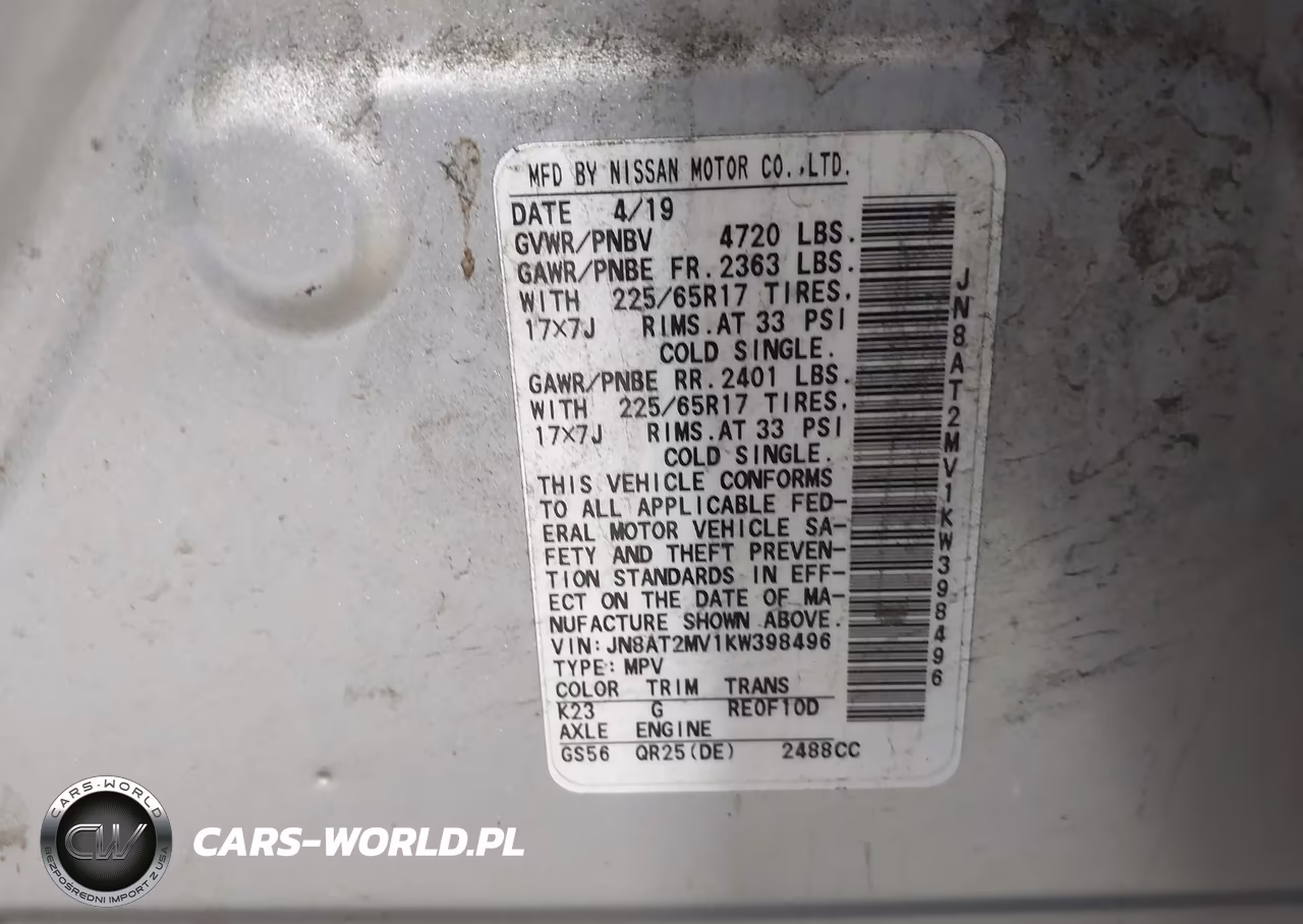 2019 Nissan Rogue Sv VIN:JN8AT2MV1KW398496 - 9