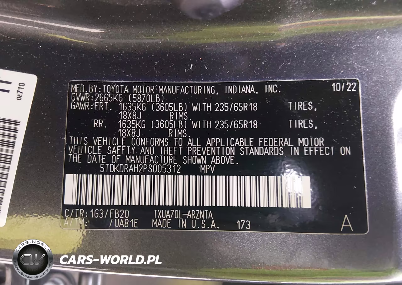 2023 Toyota Highlander Le VIN:5TDKDRAH2PS005312 - 9