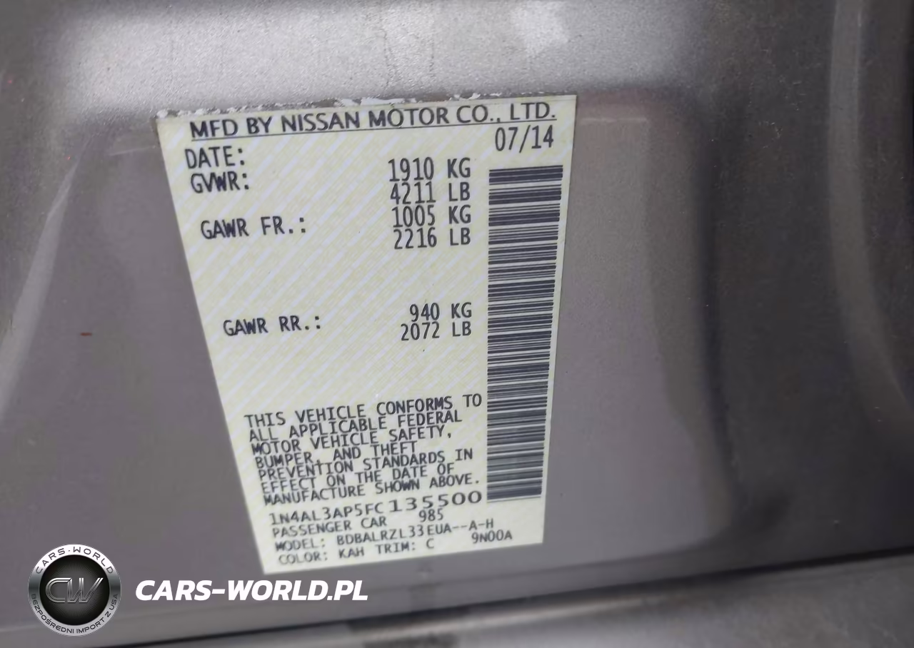2015 Nissan Altima 2.5 Sl VIN:1N4AL3AP5FC135500 - 9