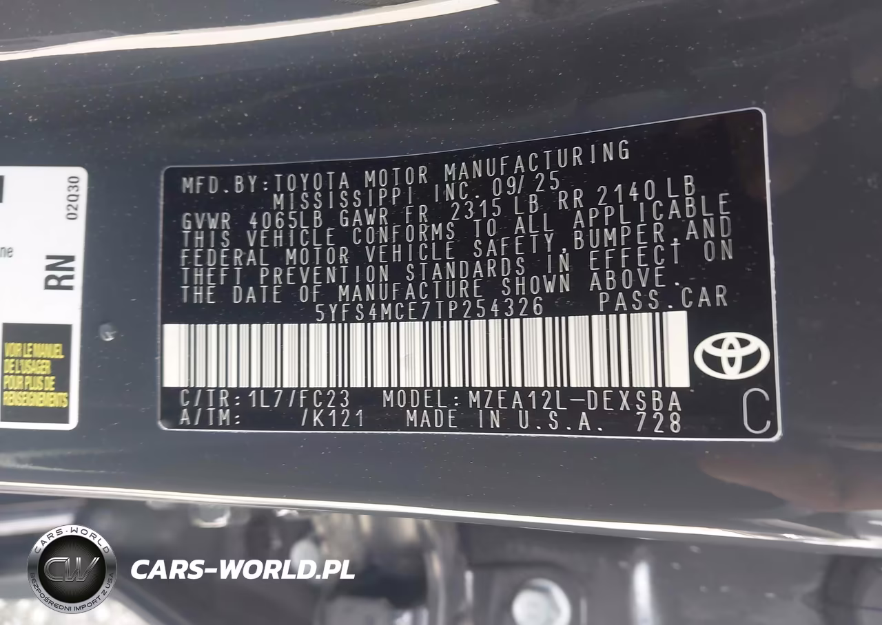 2026 Toyota Corolla Se VIN:5YFS4MCE7TP254326 - 9