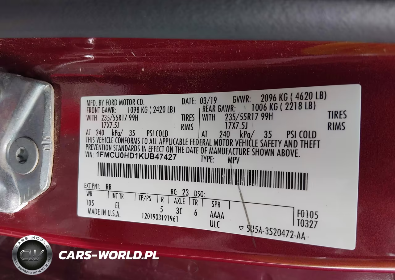 2019 Ford Escape Sel VIN:1FMCU0HD1KUB47427 - 9