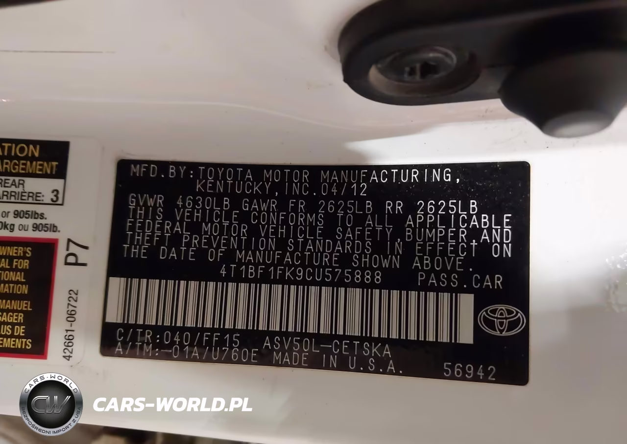2012 Toyota Camry Se VIN:4T1BF1FK9CU575888 - 9