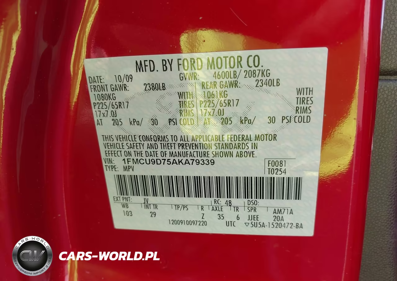 2010 Ford Escape Xlt VIN:1FMCU9D75AKA79339 - 9