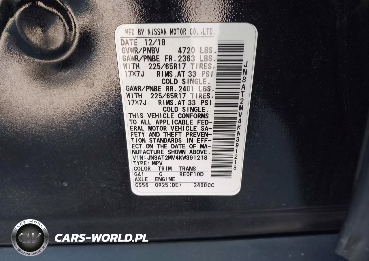 2019 Nissan Rogue Sv VIN:JN8AT2MV4KW391218 - 9