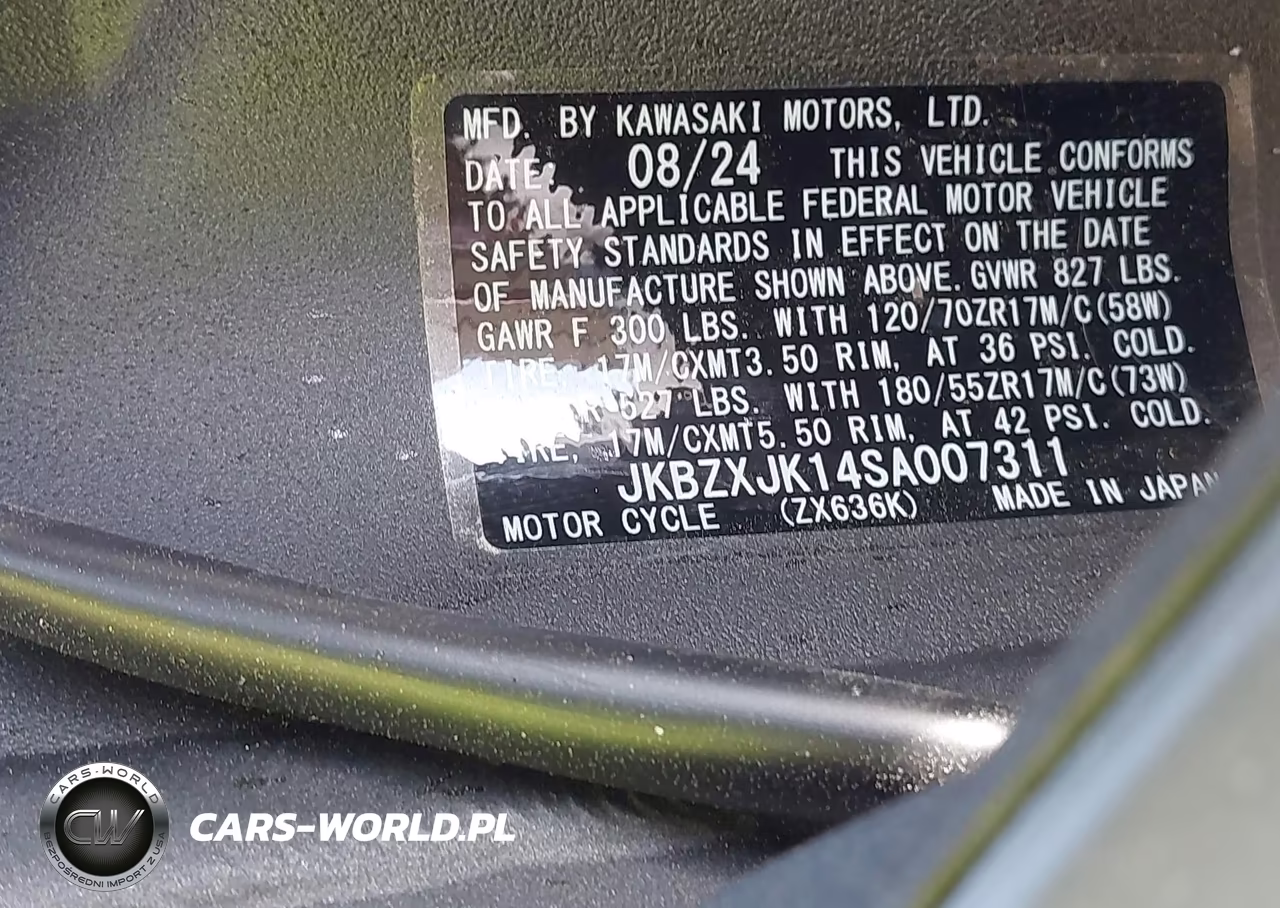 2025 Kawasaki Zx636 K VIN:JKBZXJK14SA007311 - 10