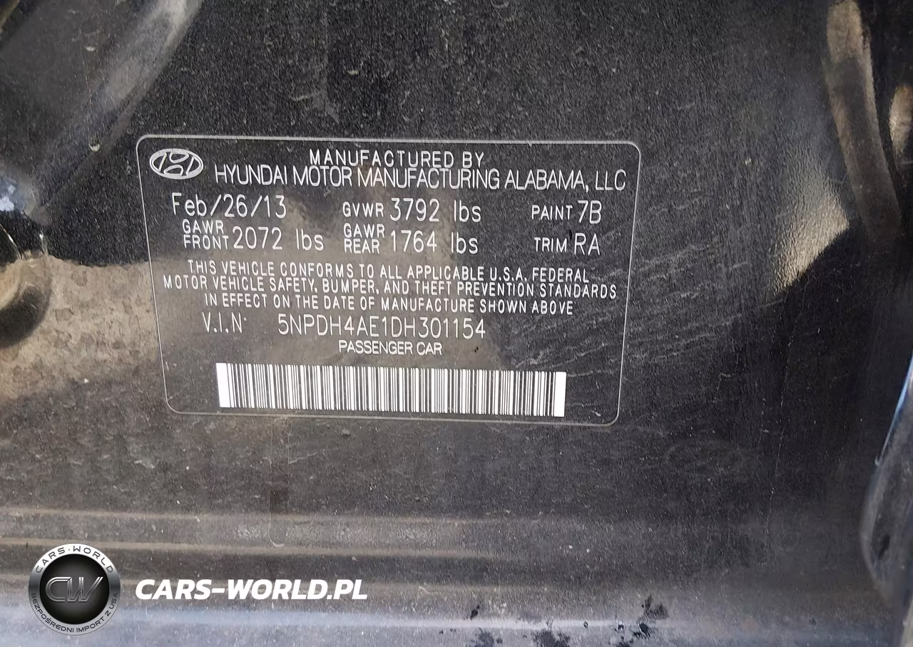 2013 Hyundai Elantra Gls VIN:5NPDH4AE1DH301154 - 9