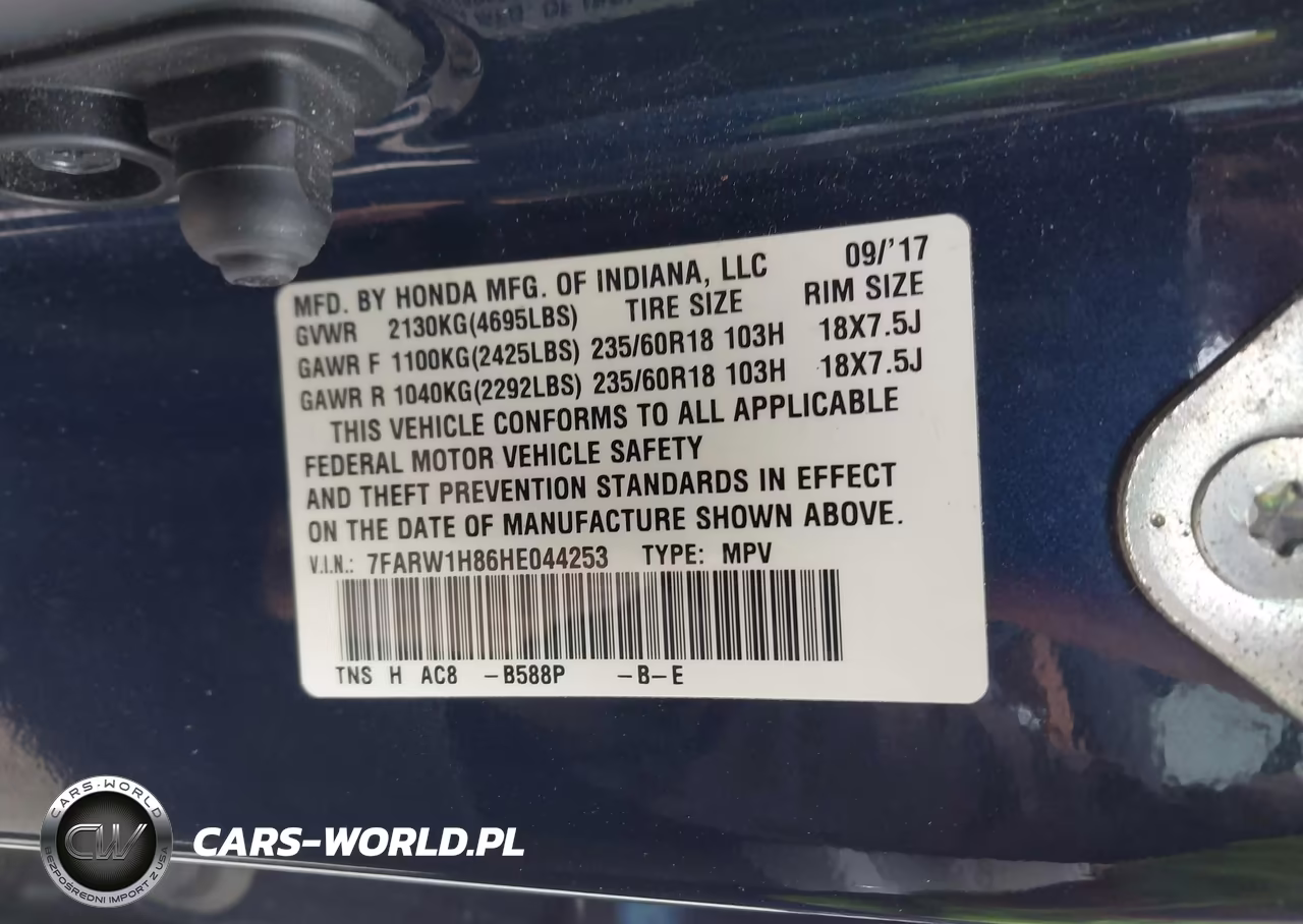 2017 Honda Cr-V Ex-L-Ex-L Navi VIN:7FARW1H86HE044253 - 9