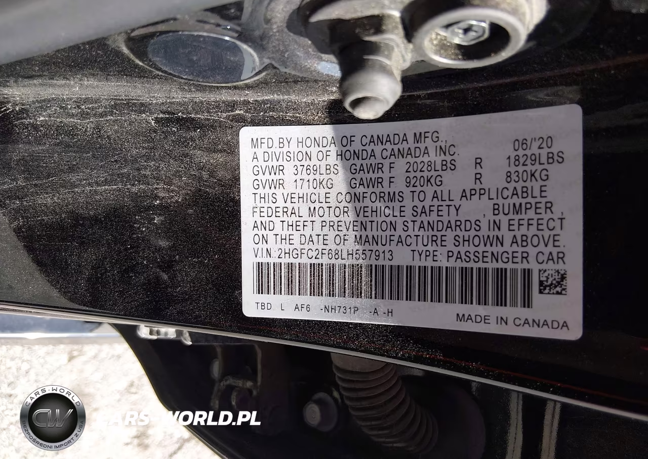 2020 Honda Civic Lx VIN:2HGFC2F68LH557913 - 9