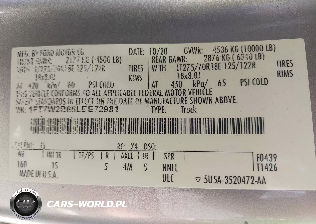 2020 Ford F-250 Xl VIN:1FT7W2B66LEE72981 - 9