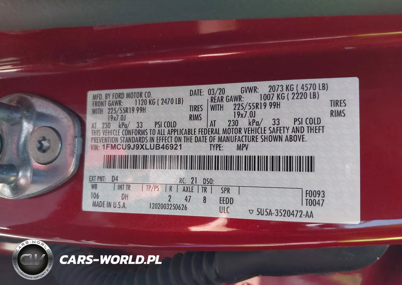 2020 Ford Escape Titanium VIN:1FMCU9J9XLUB46921 - 9