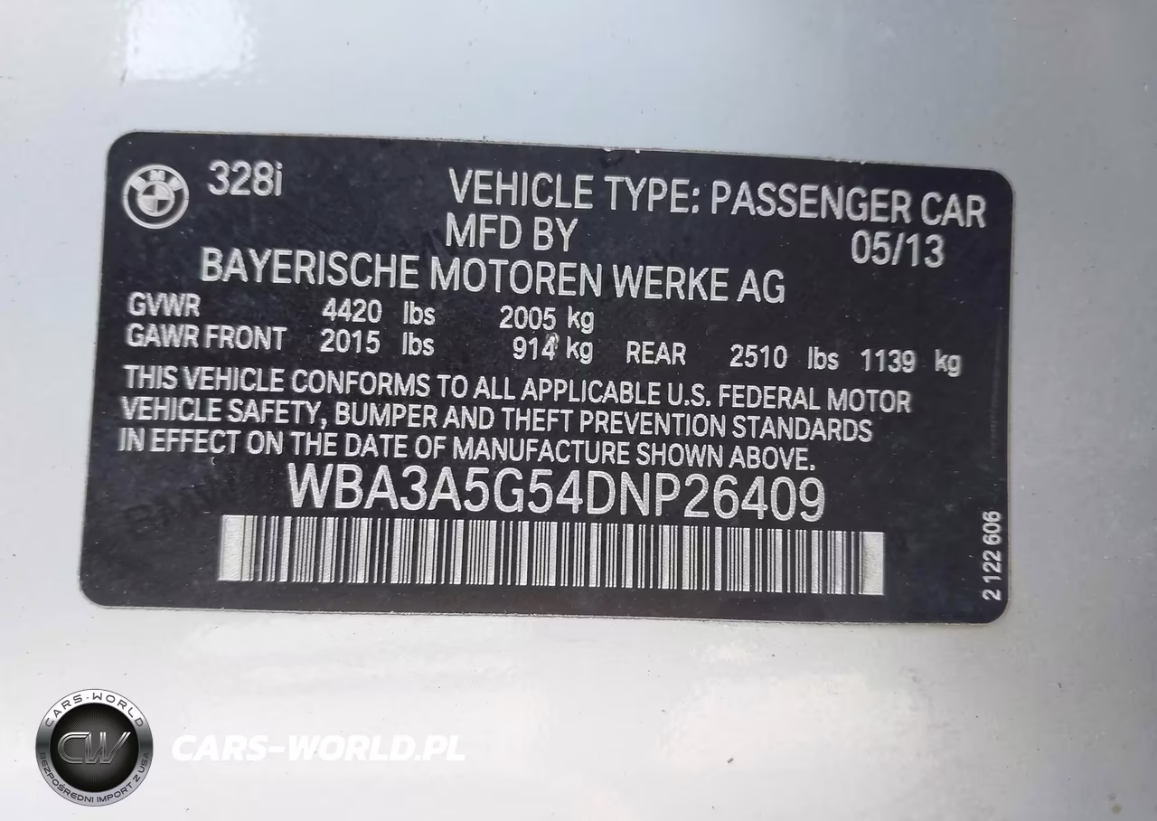 2013 BMW 328I VIN:WBA3A5G54DNP26409 - 9
