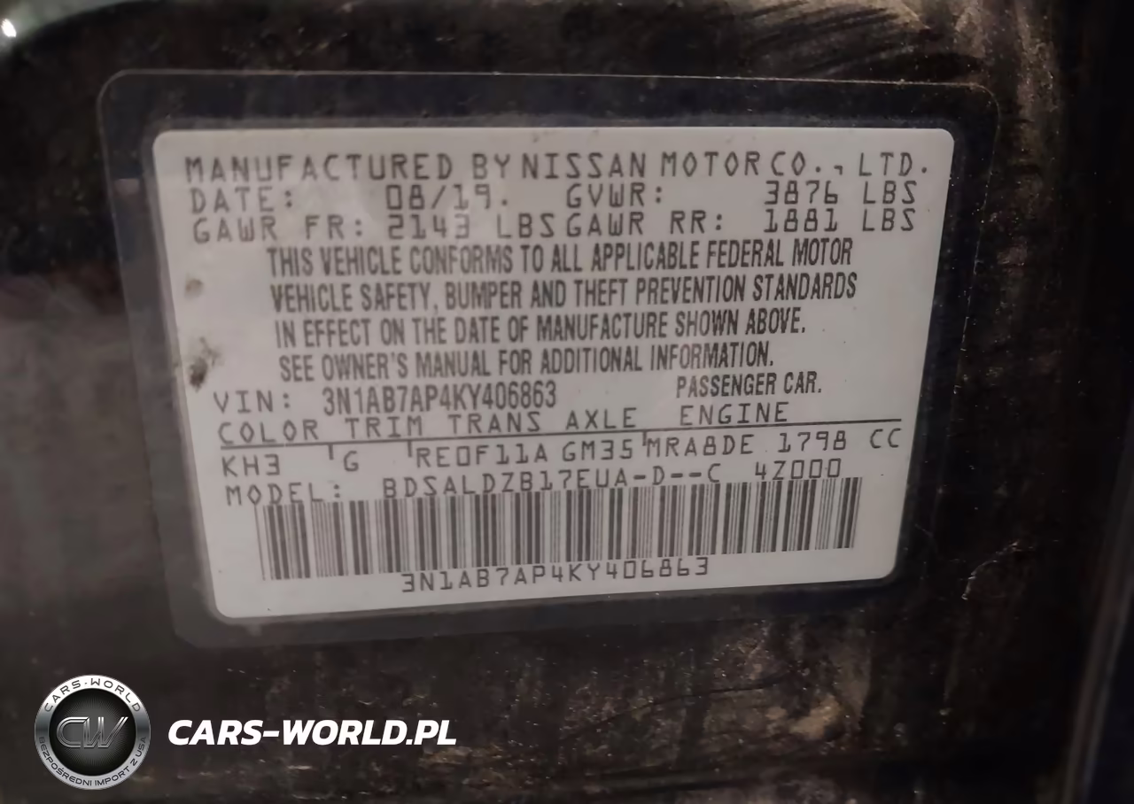 2019 Nissan Sentra Sv VIN:3N1AB7AP4KY406863 - 9