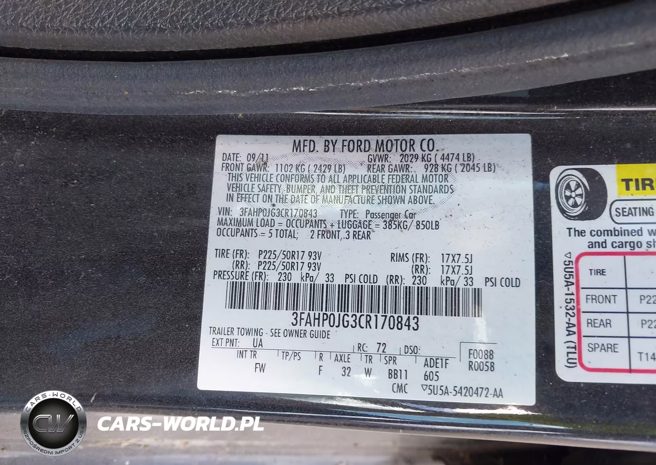 2012 Ford Fusion Sel VIN:3FAHP0JG3CR170843 - 9