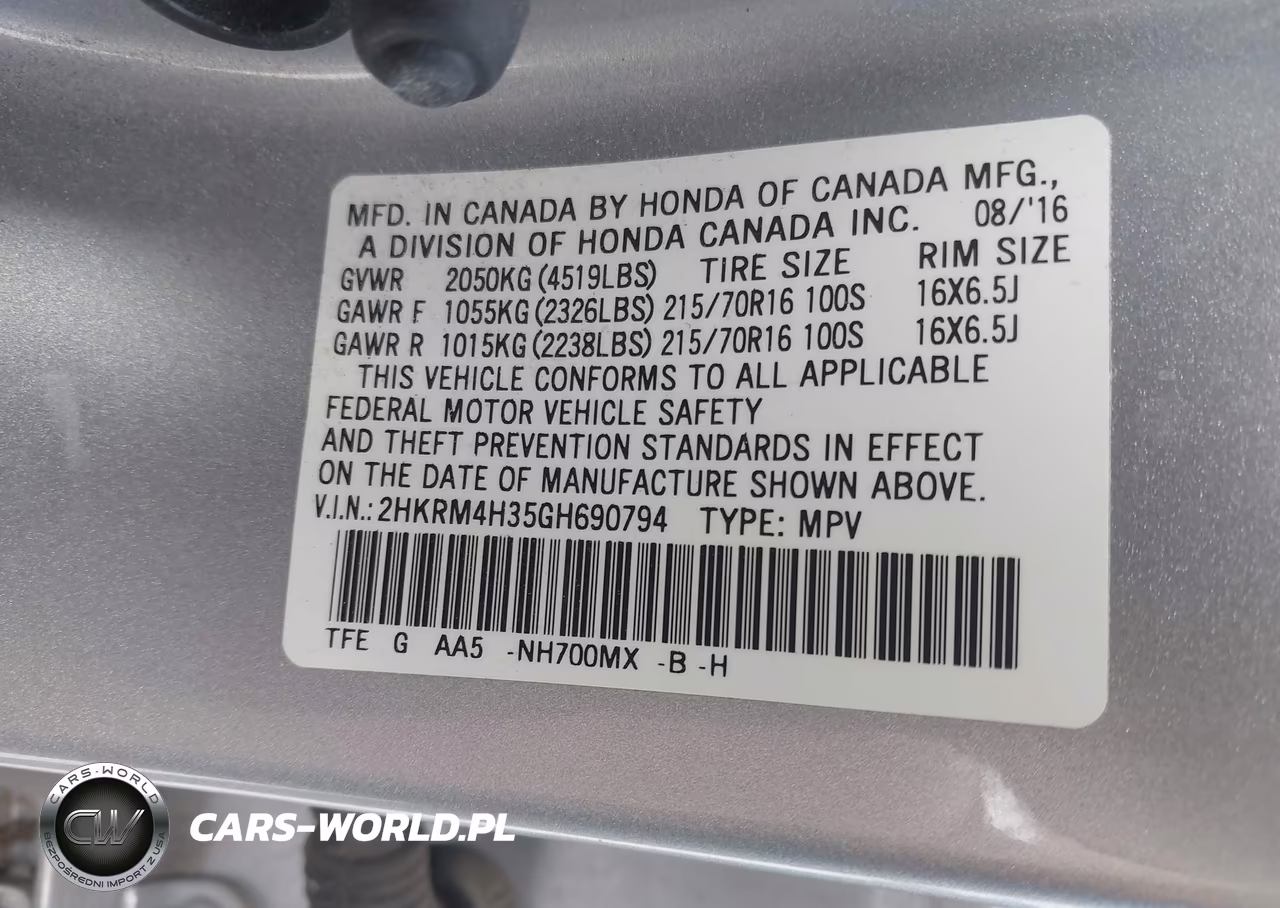 2016 Honda Cr-V Lx VIN:2HKRM4H35GH690794 - 9