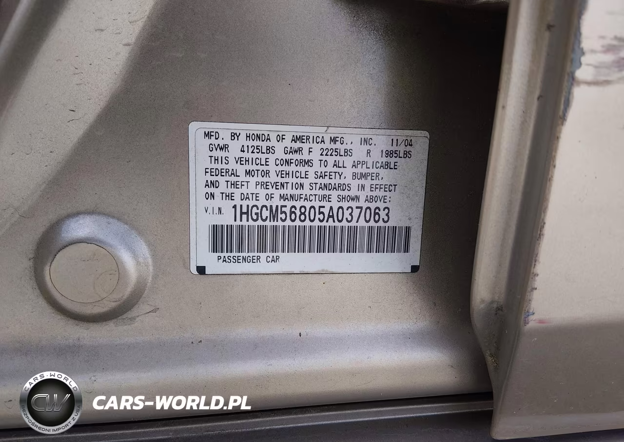 2005 Honda Accord 2.4 Ex VIN:1HGCM56805A037063 - 9
