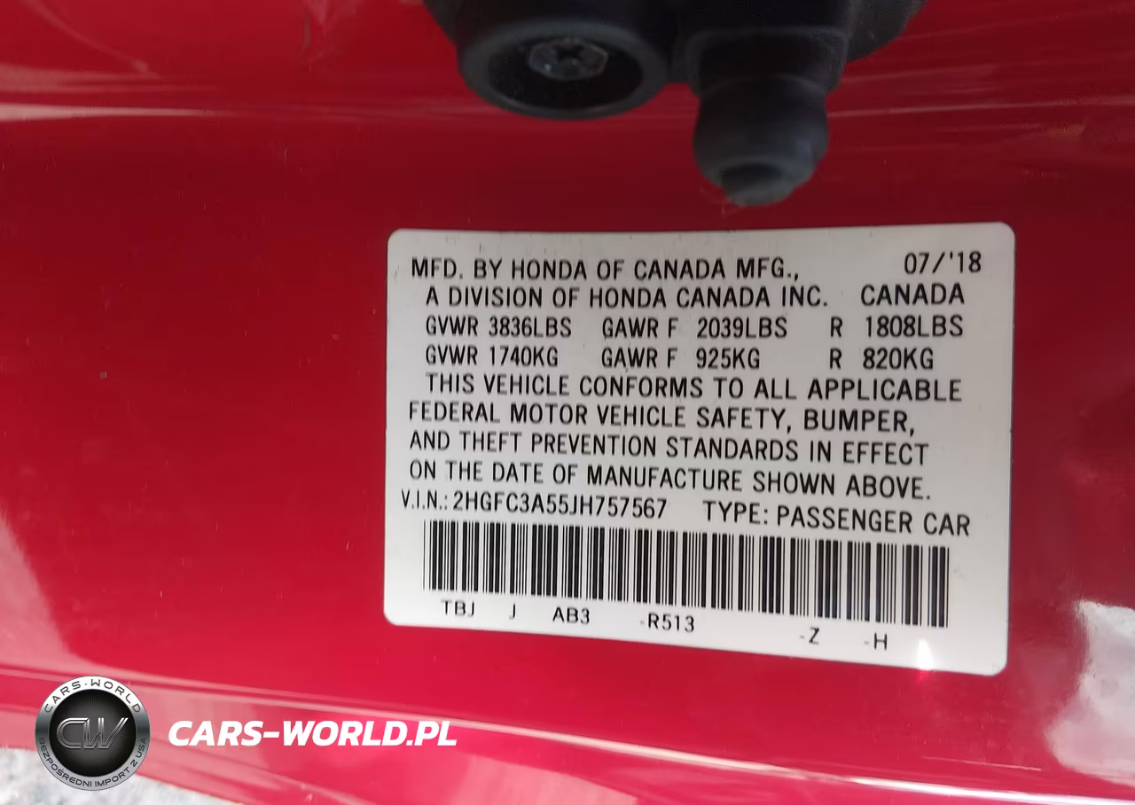 2018 Honda Civic Si VIN:2HGFC3A55JH757567 - 9