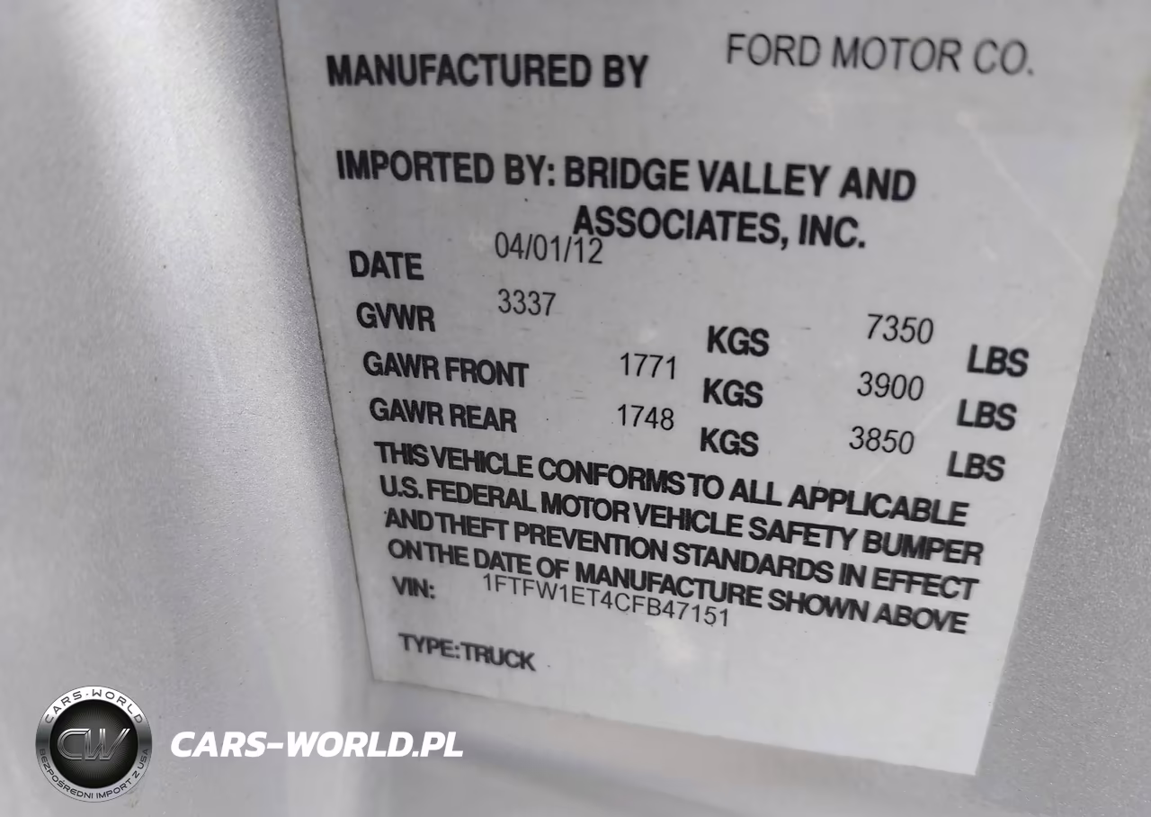 2012 Ford F-150 Xlt VIN:1FTFW1ET4CFB47151 - 9