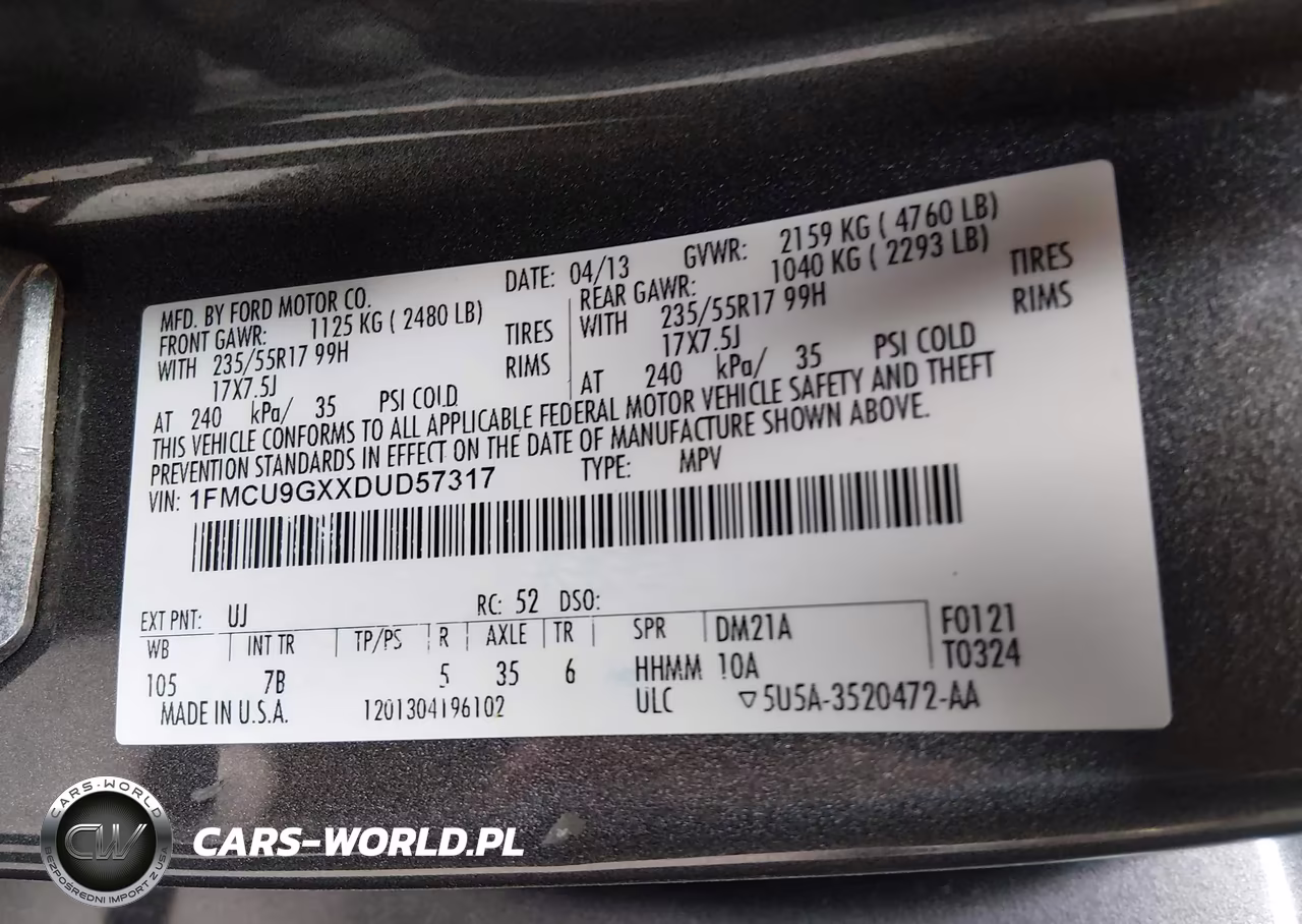 2013 Ford Escape Se VIN:1FMCU9GXXDUD57317 - 9
