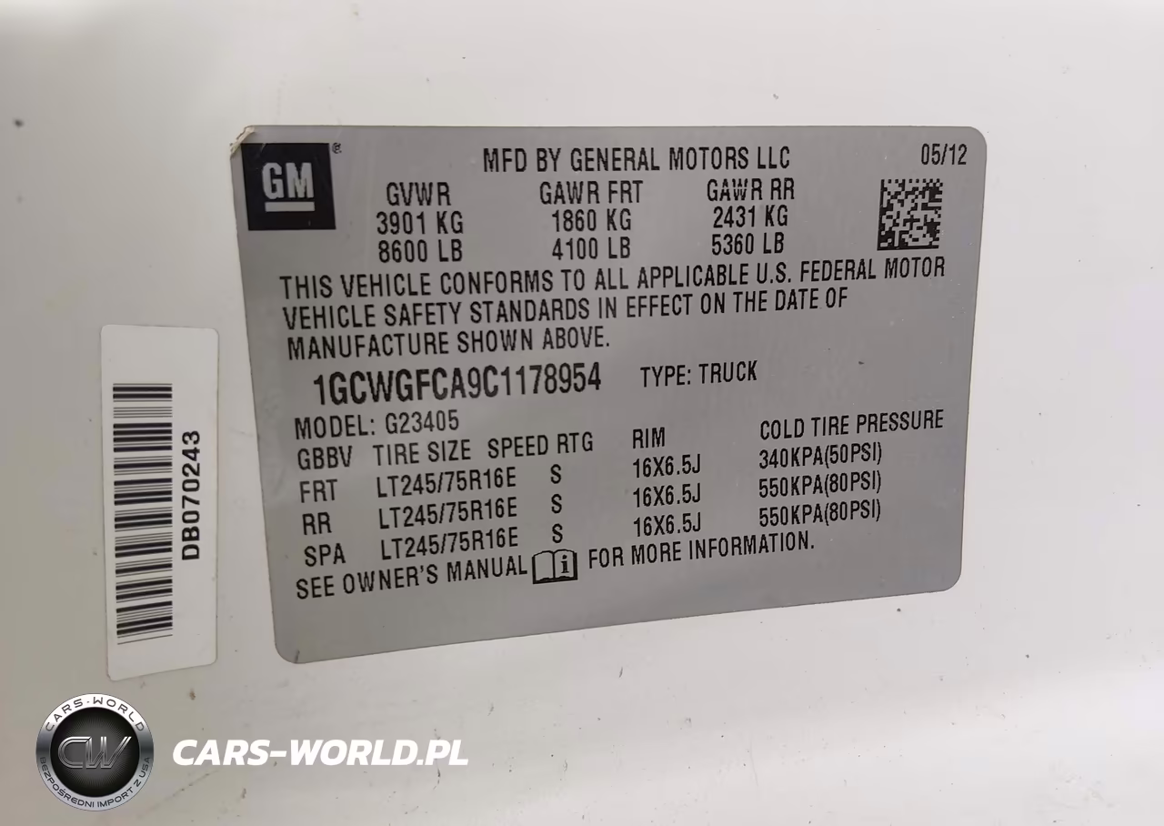 2012 Chevrolet Express 2500 Work Van VIN:1GCWGFCA9C1178954 - 9