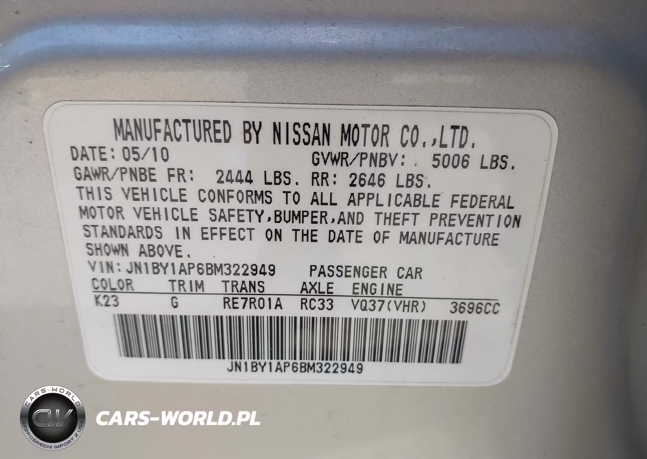 2011 Infiniti M37 VIN:JN1BY1AP6BM322949 - 9
