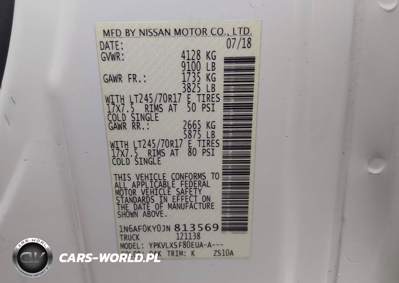 2018 Nissan Nv Cargo Nv2500 Hd Sv V8 VIN:1N6AF0KY0JN813569 - 9