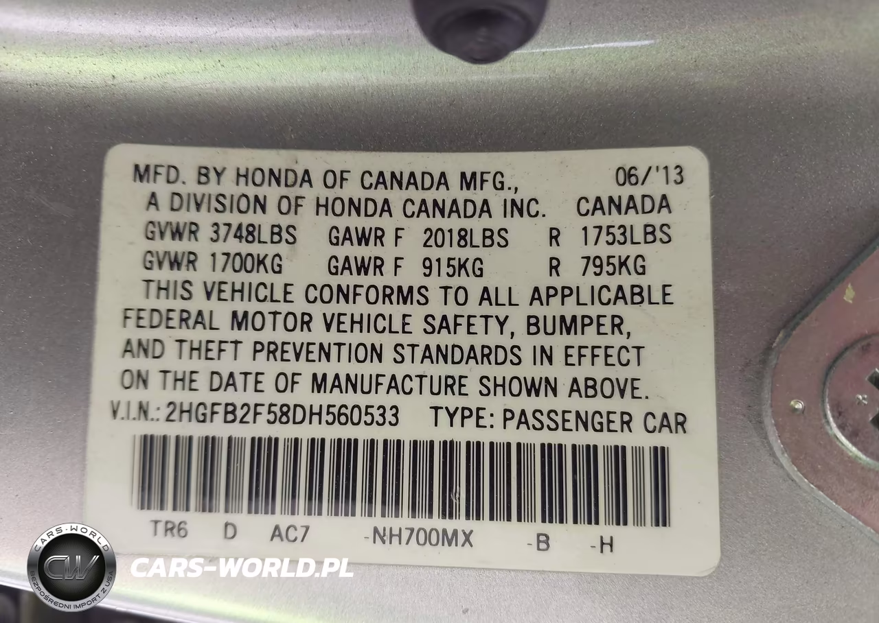 2013 Honda Civic Lx VIN:2HGFB2F58DH560533 - 9