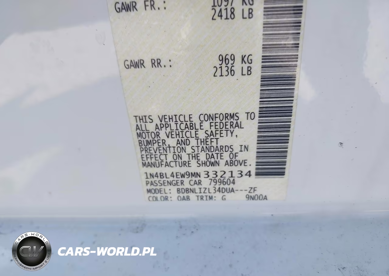 2021 Nissan Altima Sl Intelligent Awd VIN:1N4BL4EW9MN332134 - 9