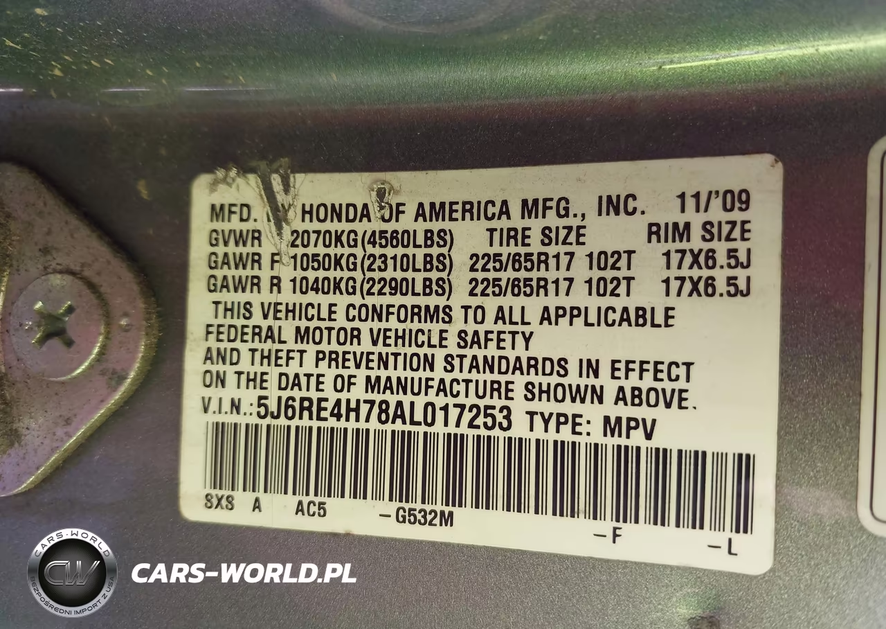 2010 Honda Cr-V Ex-L VIN:5J6RE4H78AL017253 - 9