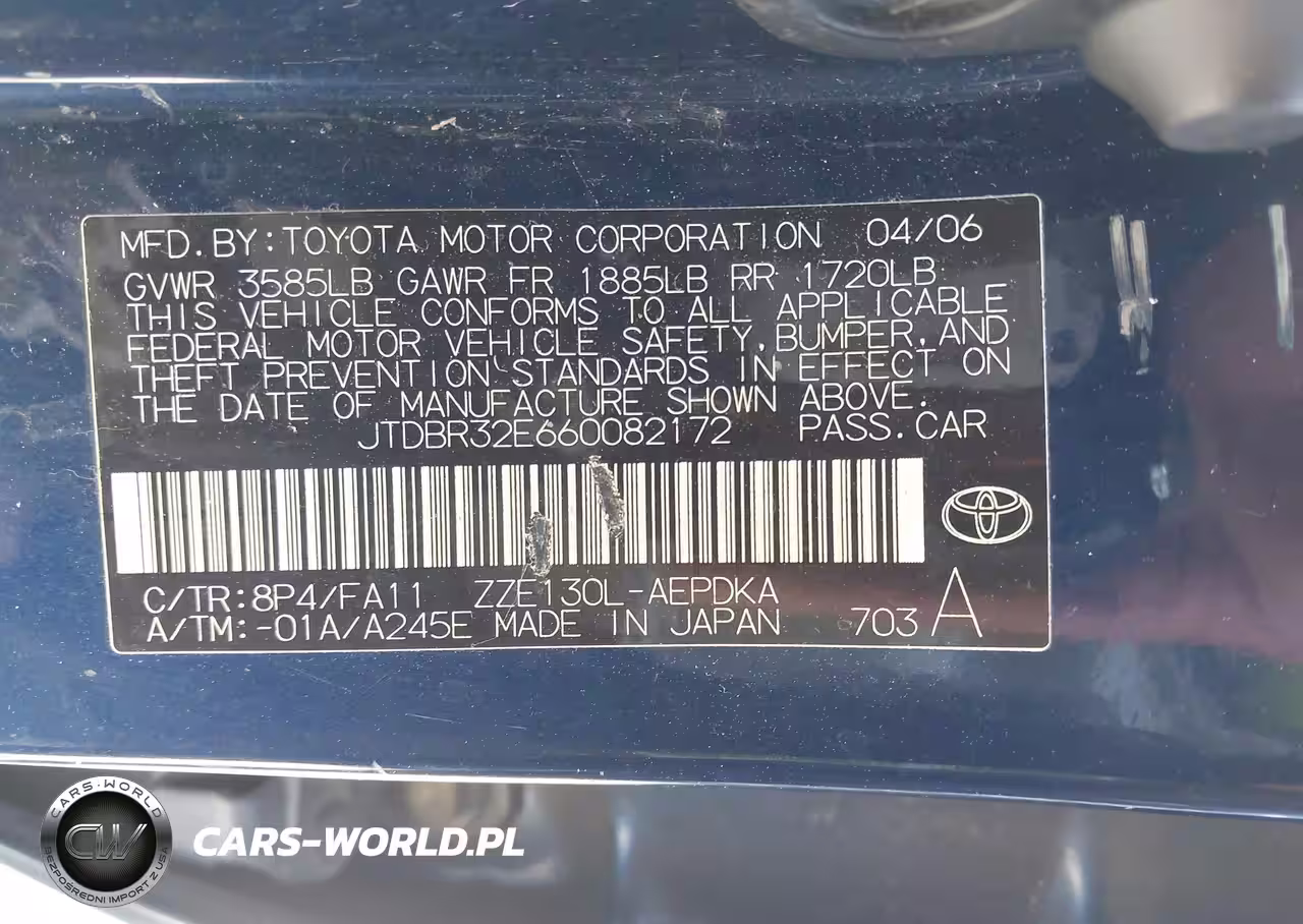 2006 Toyota Corolla Ce VIN:JTDBR32E660082172 - 9