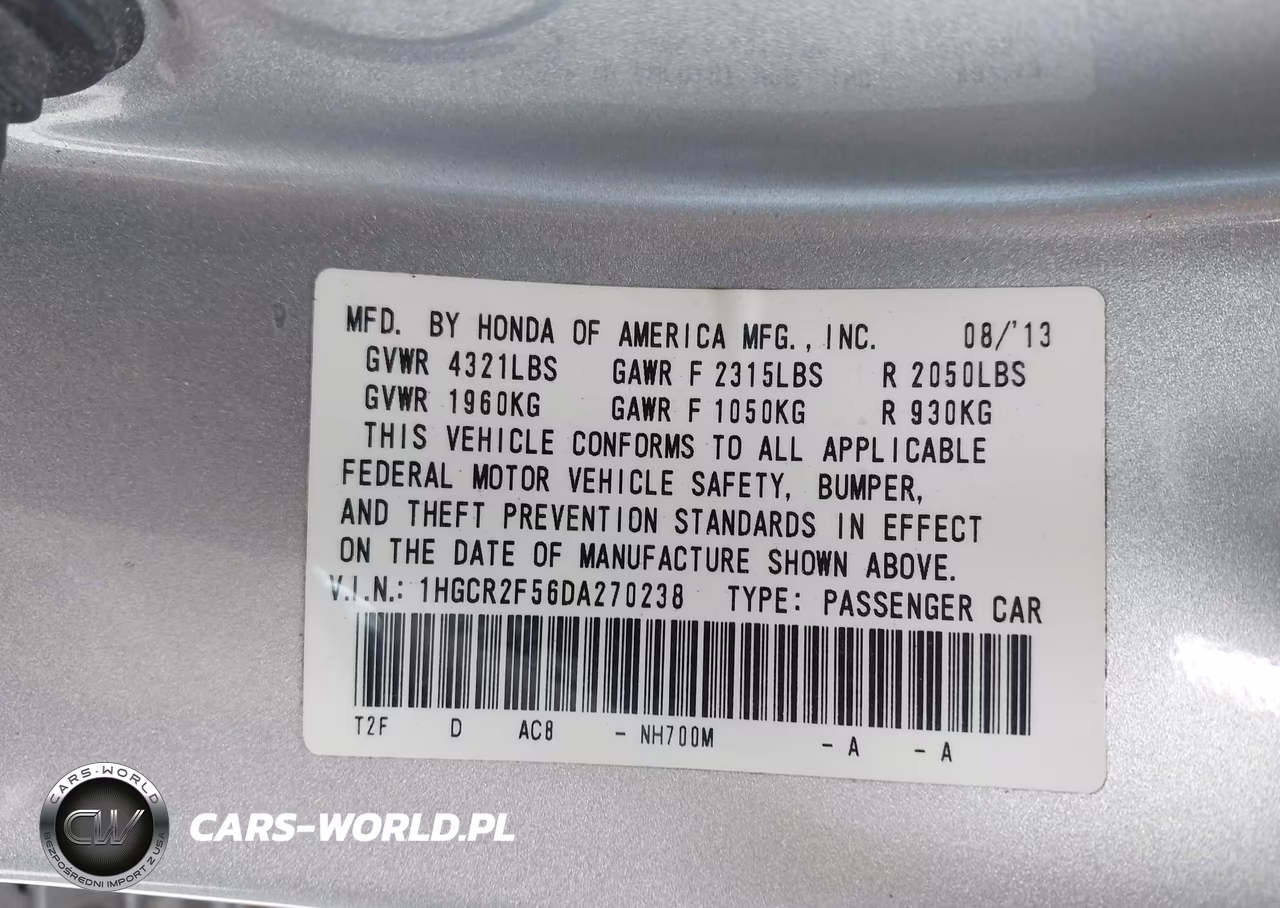 2013 Honda Accord Sport VIN:1HGCR2F56DA270238 - 9