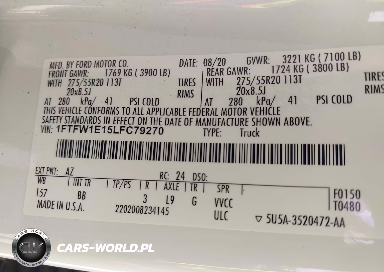 2020 Ford F-150 Platinum VIN:1FTFW1E15LFC79270 - 9
