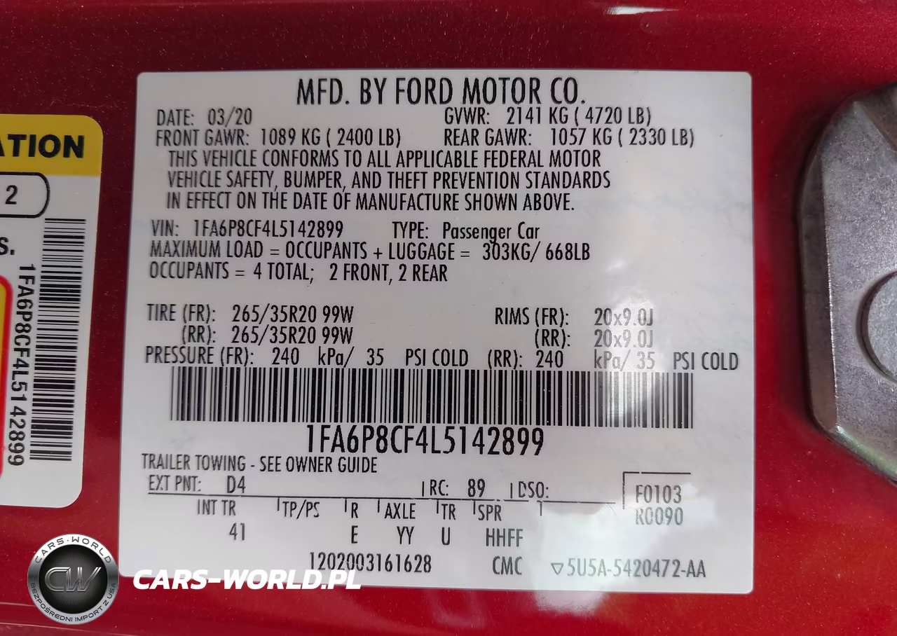 2020 Ford Mustang Gt Premium Fastback VIN:1FA6P8CF4L5142899 - 9