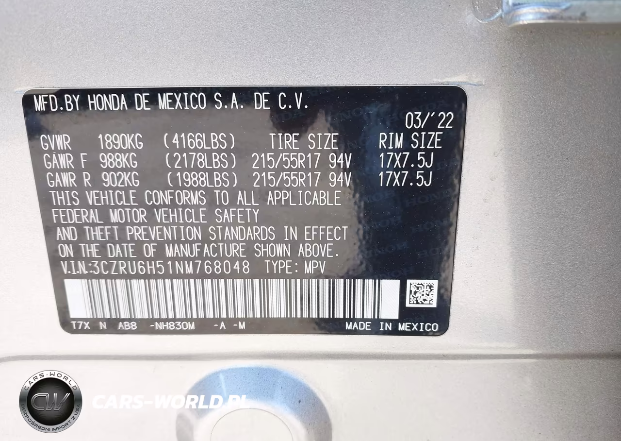 2022 Honda Hr-V Awd Ex VIN:3CZRU6H51NM768048 - 9