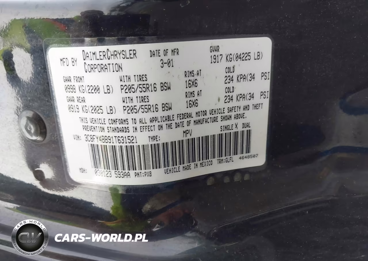 2001 Chrysler Pt Cruiser VIN:3C8FY4BB91T631521 - 9