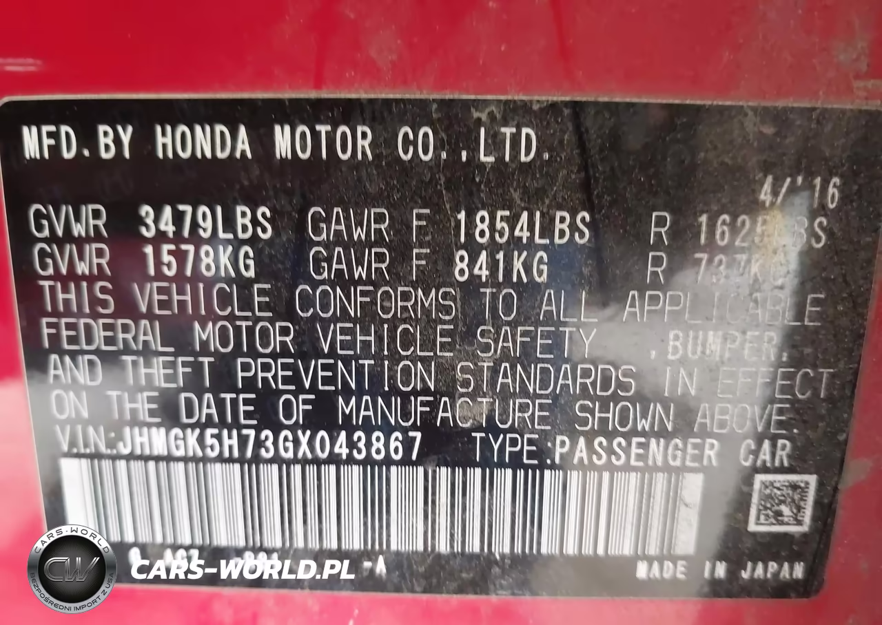 2016 Honda Fit Ex VIN:JHMGK5H73GX043867 - 9