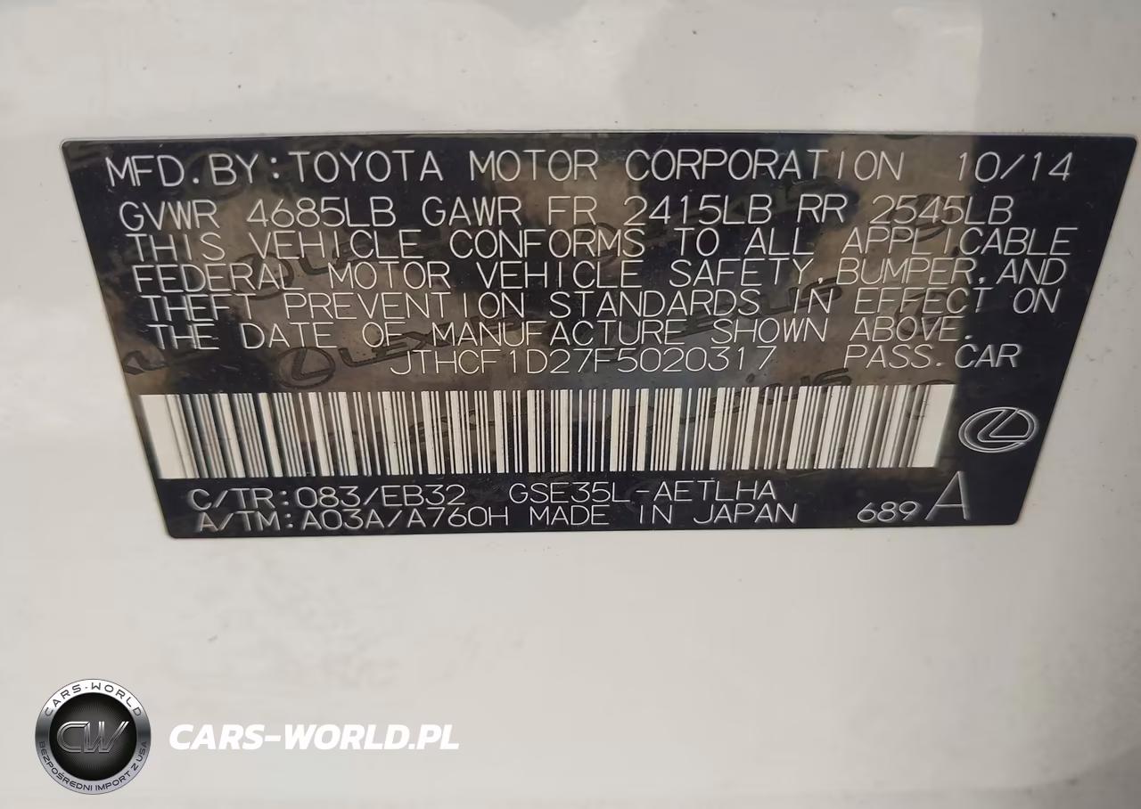 2015 Lexus Is 250 Crafted Line VIN:JTHCF1D27F5020317 - 9
