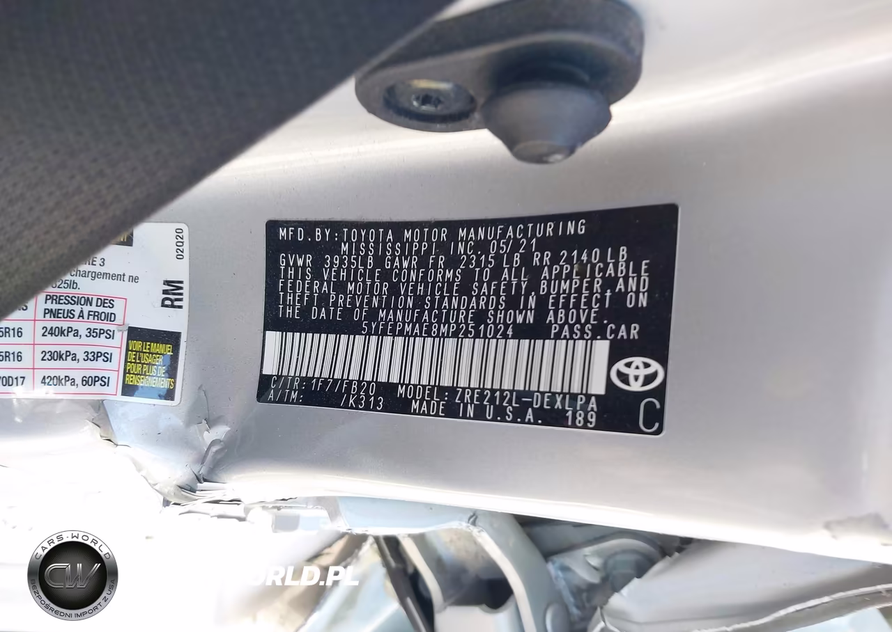 2021 Toyota Corolla Le VIN:5YFEPMAE8MP251024 - 9