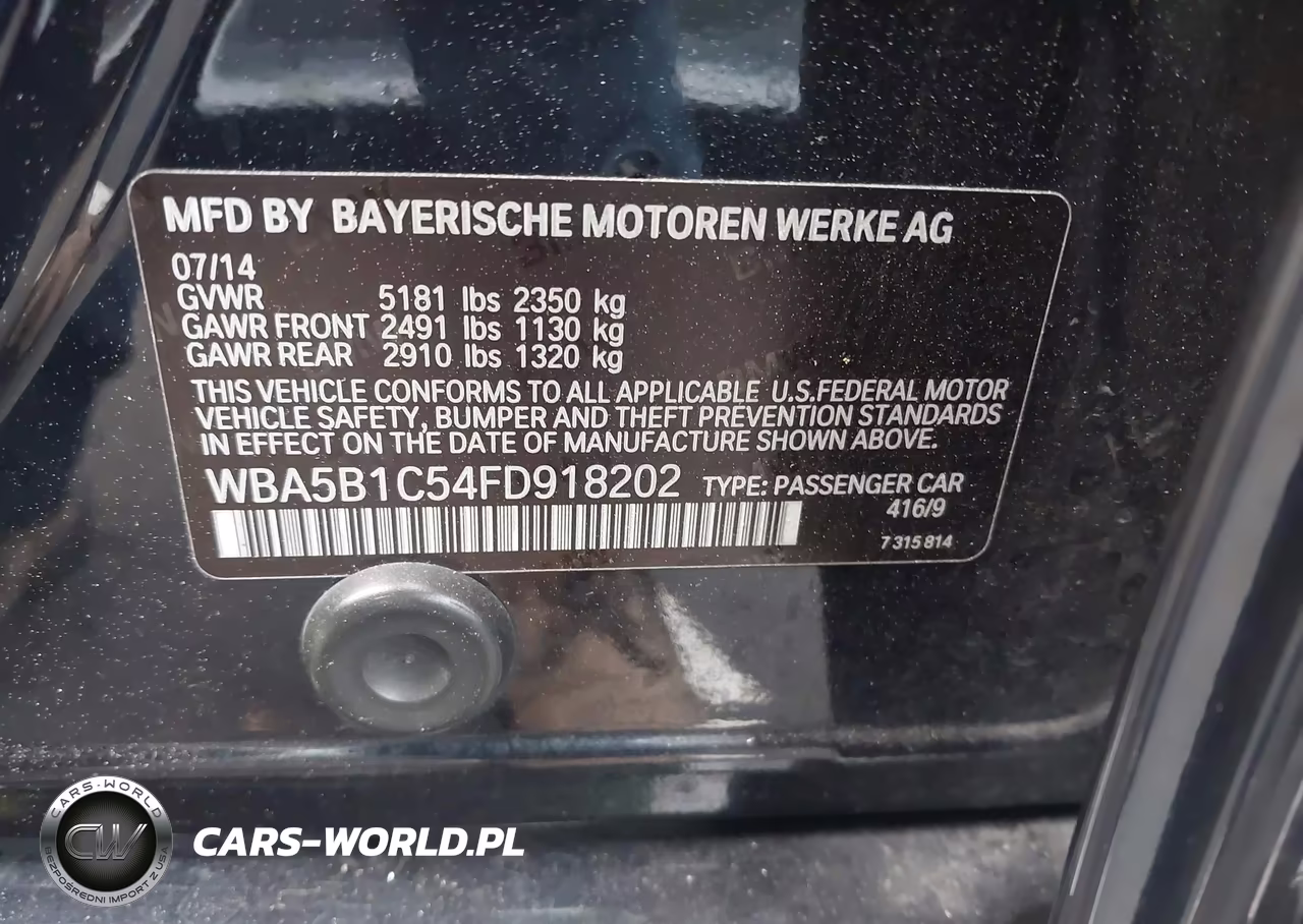 2015 BMW 535I VIN:WBA5B1C54FD918202 - 9