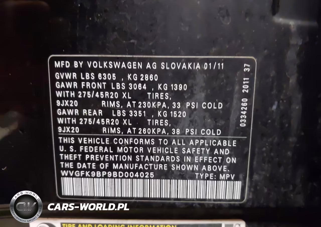 2011 Volkswagen Touareg Tdi Executive VIN:WVGFK9BP9BD004025 - 9